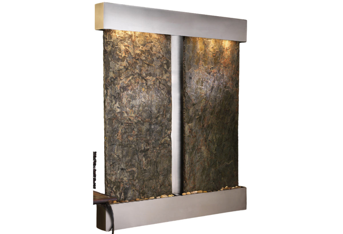 Cottonwood Falls-Square-Stainless Steel-Green Natural Slate