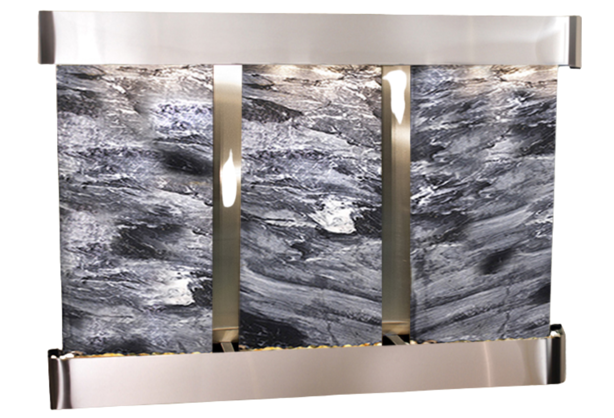 Olympus Falls-Round-Stainless Steel-Black Spider Marble