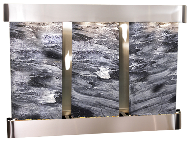 Olympus Falls-Round-Stainless Steel-Black Spider Marble