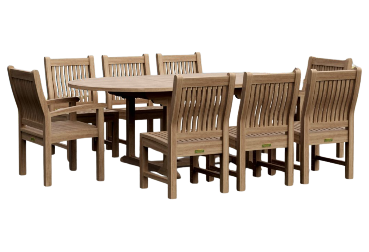Bahama Sahara Side Chair 7-Pieces 87″ Oval Dining Set