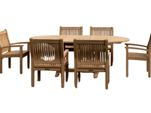 Bahama Sahara Armchair 7-Pieces 87″ Oval Dining Set