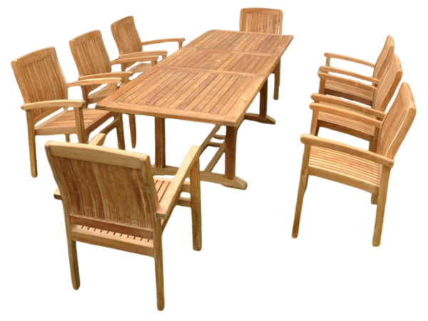 Bahama Stackable Sahara 9-Pieces Rectangular Dining Set B