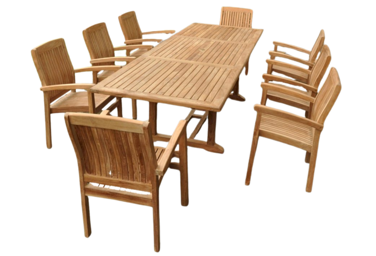 Bahama Stackable Sahara 9-Pieces Rectangular Dining Set A