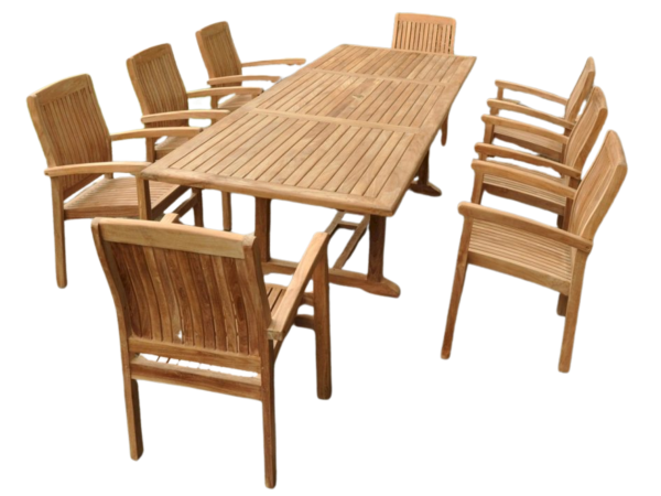 Bahama Stackable Sahara 9-Pieces Rectangular Dining Set A