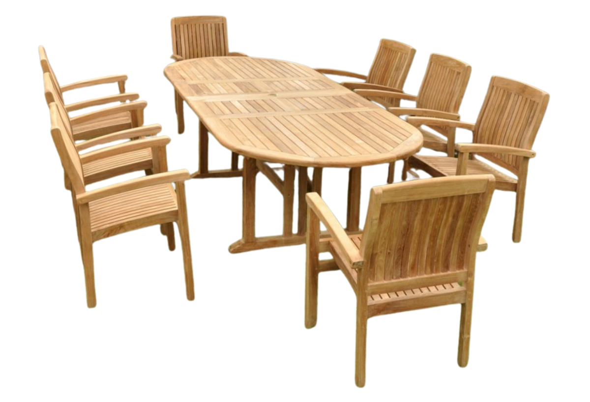 Sahara Stackable 9-Pieces Oval Dining Set