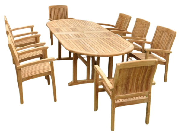 Sahara Stackable 9-Pieces Oval Dining Set