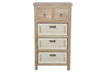 Safari Occasional Table w Drawer & Rattan Baskets