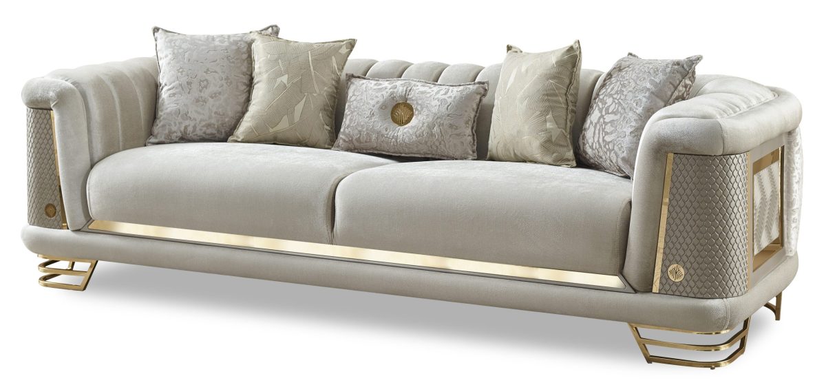 Romans Stationary Living Room Sofa - Cream | 3 Seat Sofa