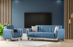 Berre Convertible Living Room Sofa - Blue - 3 Seat Sofa