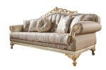 Kardelen Traditional Stationary Sofa - Cream - 3 Seat Sofa