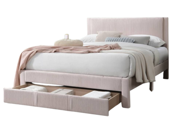 QUEEN BED – LIGHT PINK W/ UNDER DRAWER