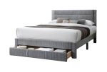 QUEEN BED – LIGHT GRAY CORDUROY W UNDER DRAWER
