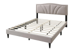 QUEEN BED-LIGHT BROWN BURLAP