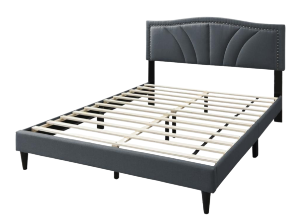 QUEEN BED – CHARCOAL BURLAP