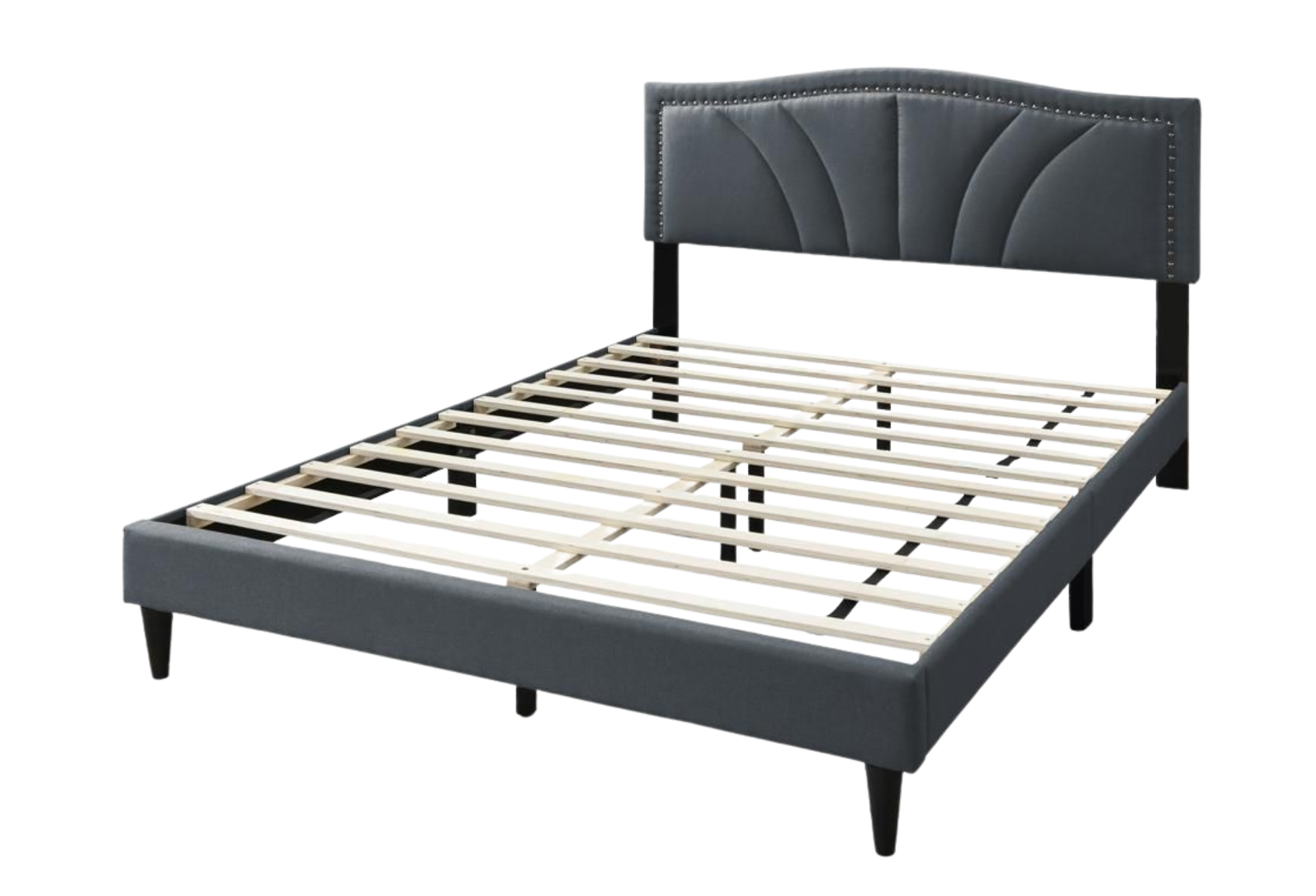 QUEEN BED – CHARCOAL BURLAP