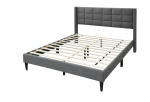 QUEEN BED GRAY LINEN