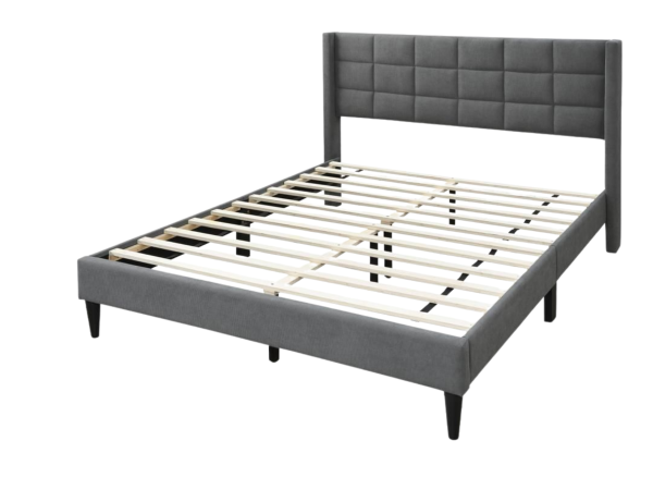 QUEEN BED GRAY LINEN
