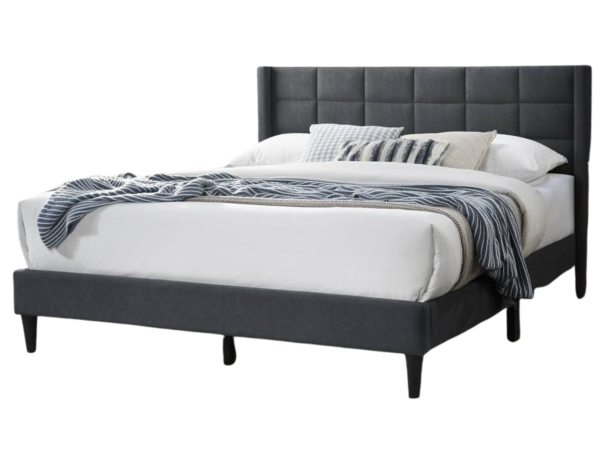 QUEEN BED CHARCOAL LINEN