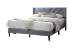 QUEEN BED GRAY VELVET