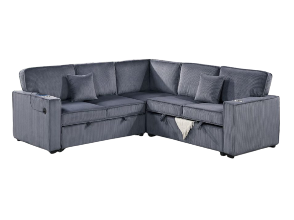 3PC CONVERTIBLE SECTIONAL DARK GRAY
