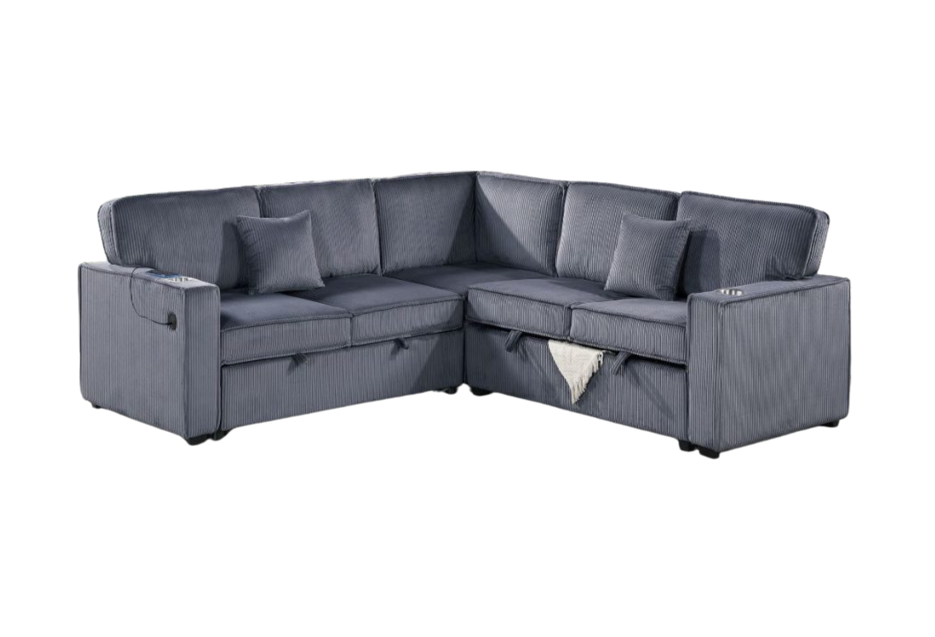 3PC CONVERTIBLE SECTIONAL DARK GRAY