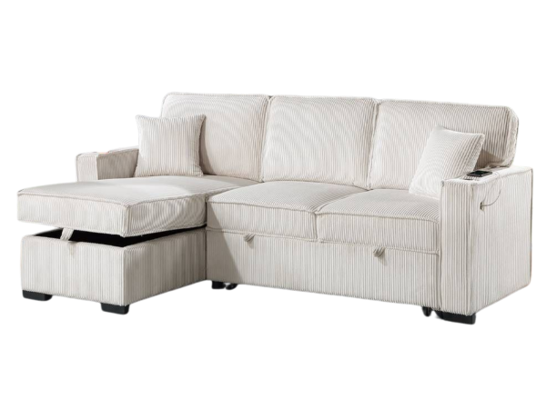 CONVERTIBLE SECTIONAL W/USB BEIGE