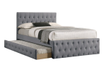 LIGHT GREY FABRIC TWIN / TWIN TRUNDLE TUFTED