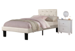 CREAM FAUX LEATHER TWIN BED