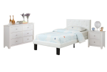 WHITE TWIN LEATHER TUFTED HEADBOARD PLATFORM