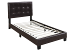 BROWN TWIN LEATHER TUFTED HEADBOARD PATFORM