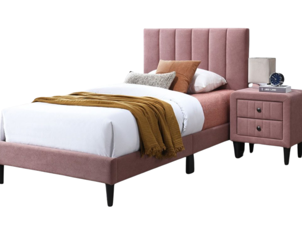 PINK BRUSHED LINEN FABRIC FULL BED
