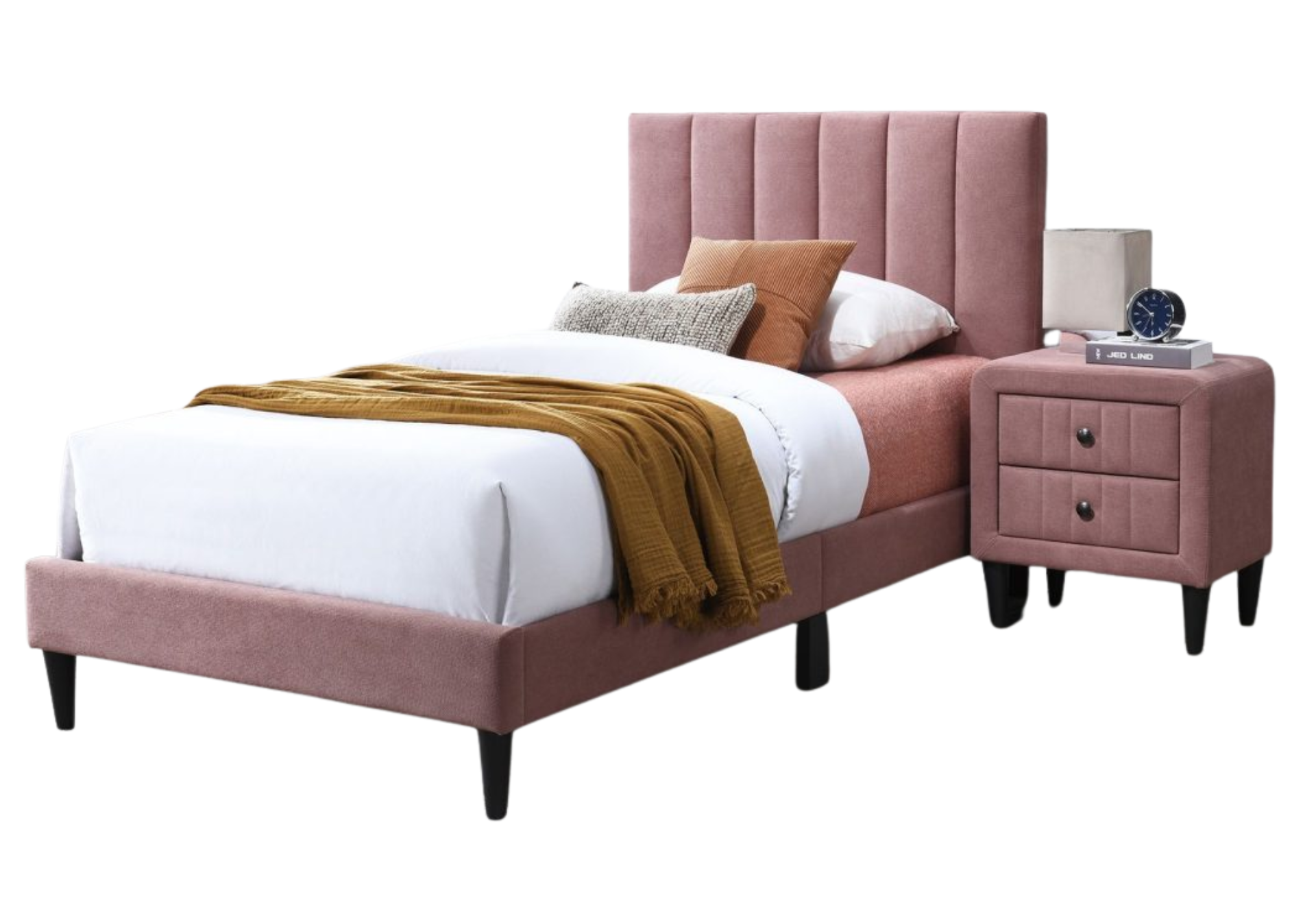 PINK BRUSHED LINEN FABRIC FULL BED