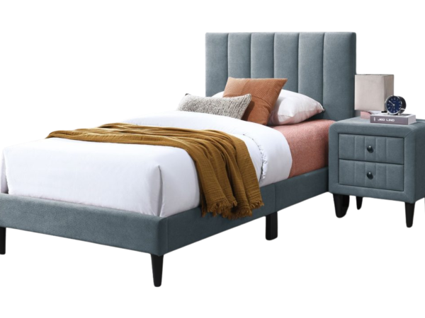 GRAY BRUSHED LINEN FABRIC FULL BED