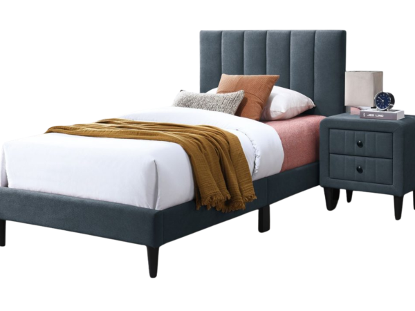 CHARCOAL BRUSHED LINEN TWIN BED