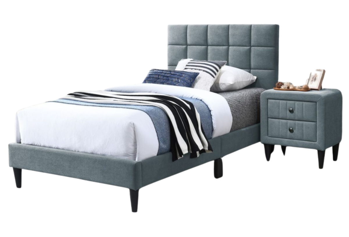 GRAY BRUSHED LINEN FABRIC FULL BED (2)