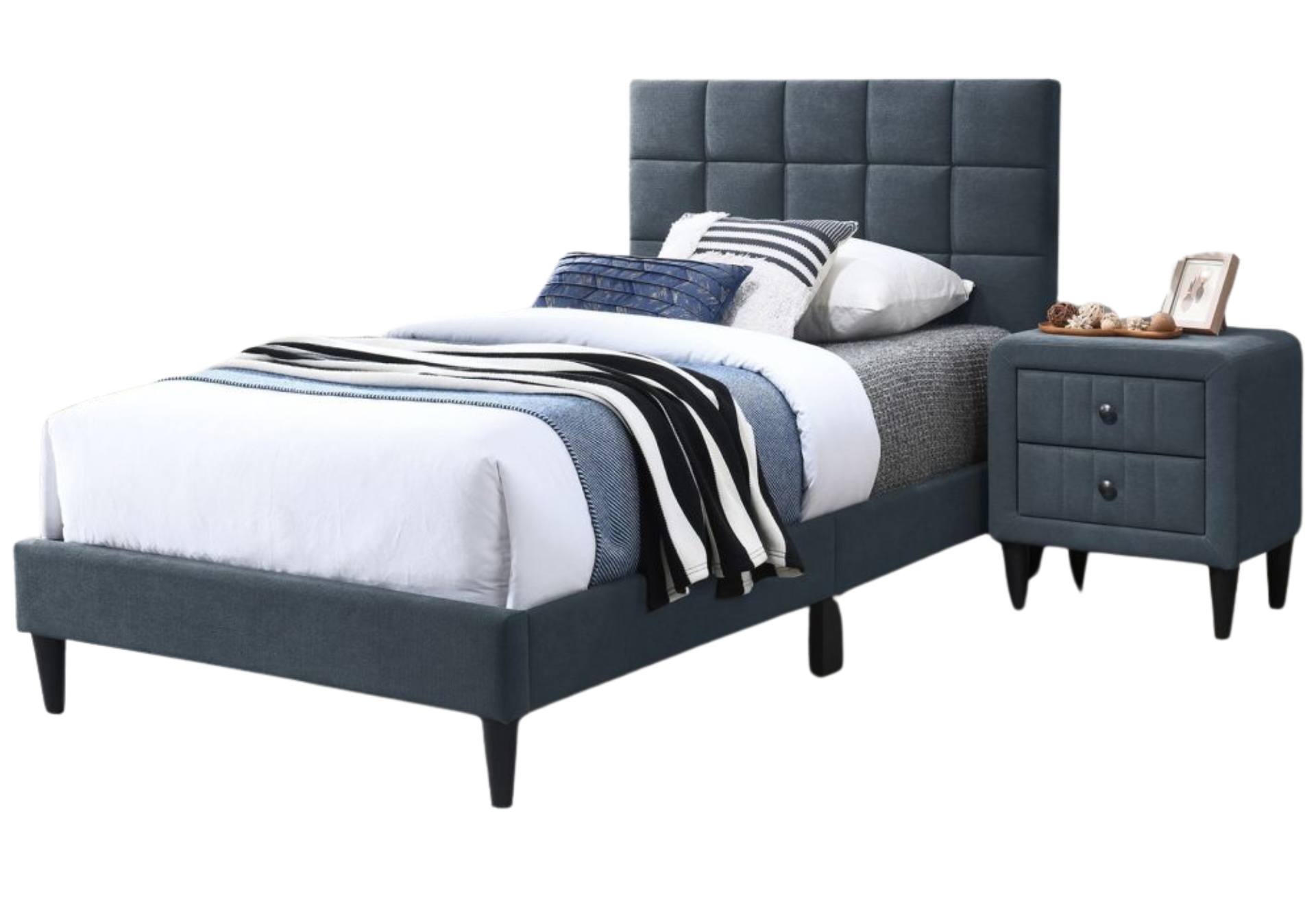 CHARCOAL BRUSHED LINEN FULL BED