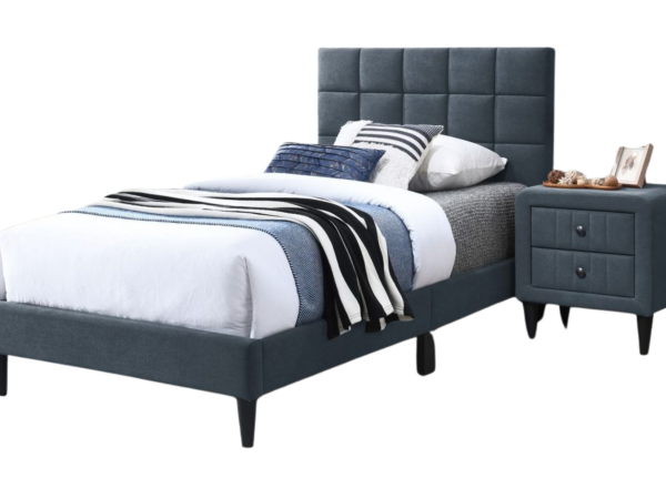 CHARCOAL BRUSHED LINEN TWIN BED