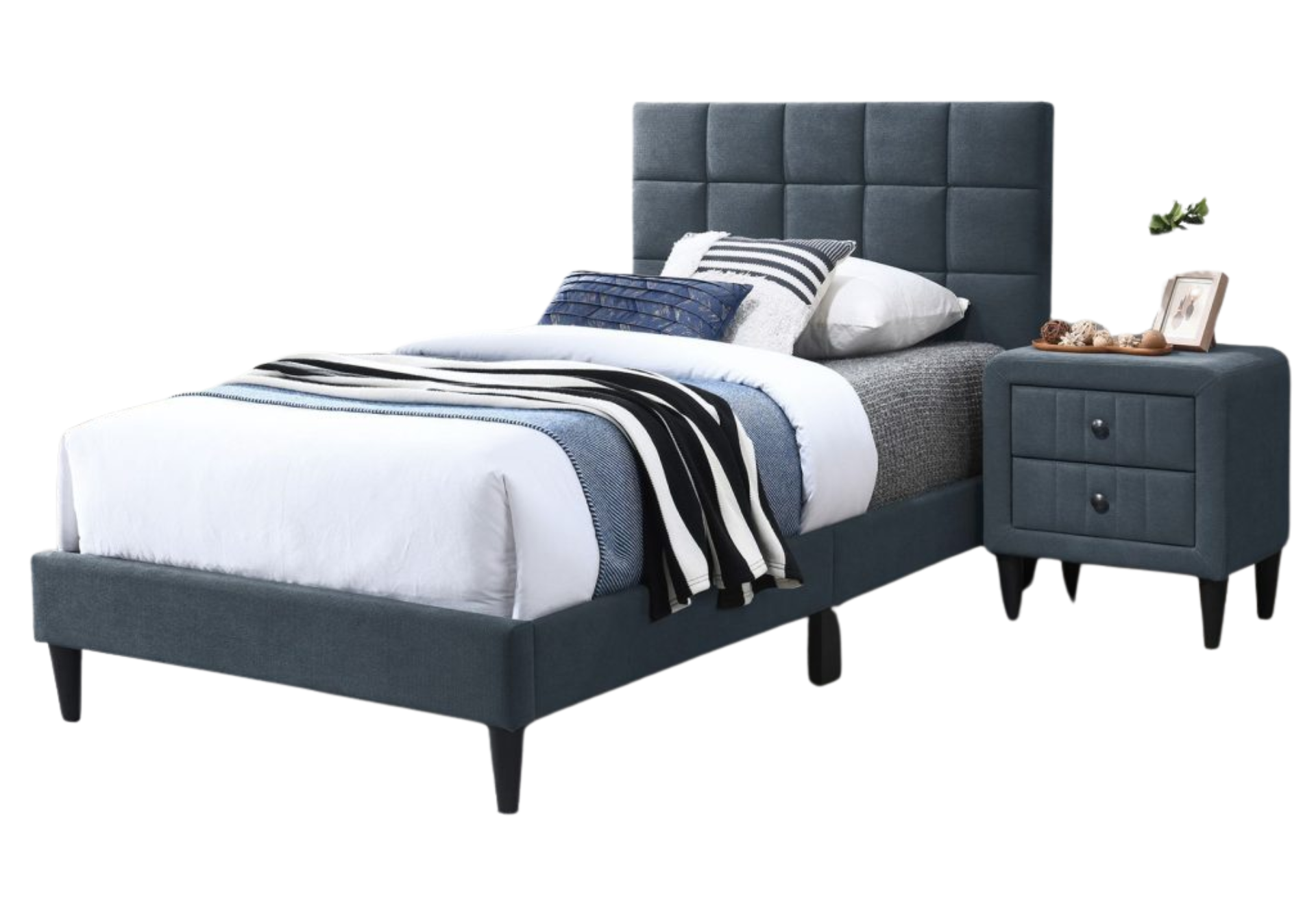 NIGHTSTAND BRUSHED LINEN CHARCOAL