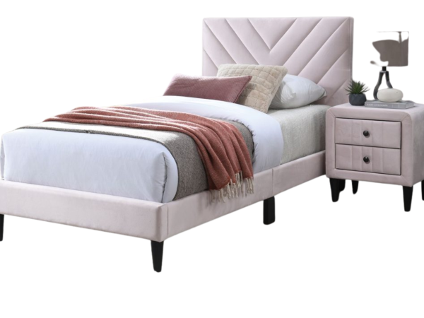 LIGHT PINK VEELVET TWIN BED