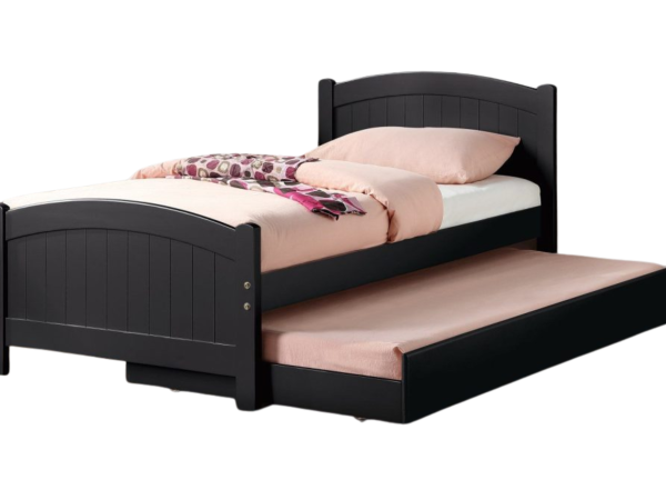BLACK TWIN BED W/TRUNDLE