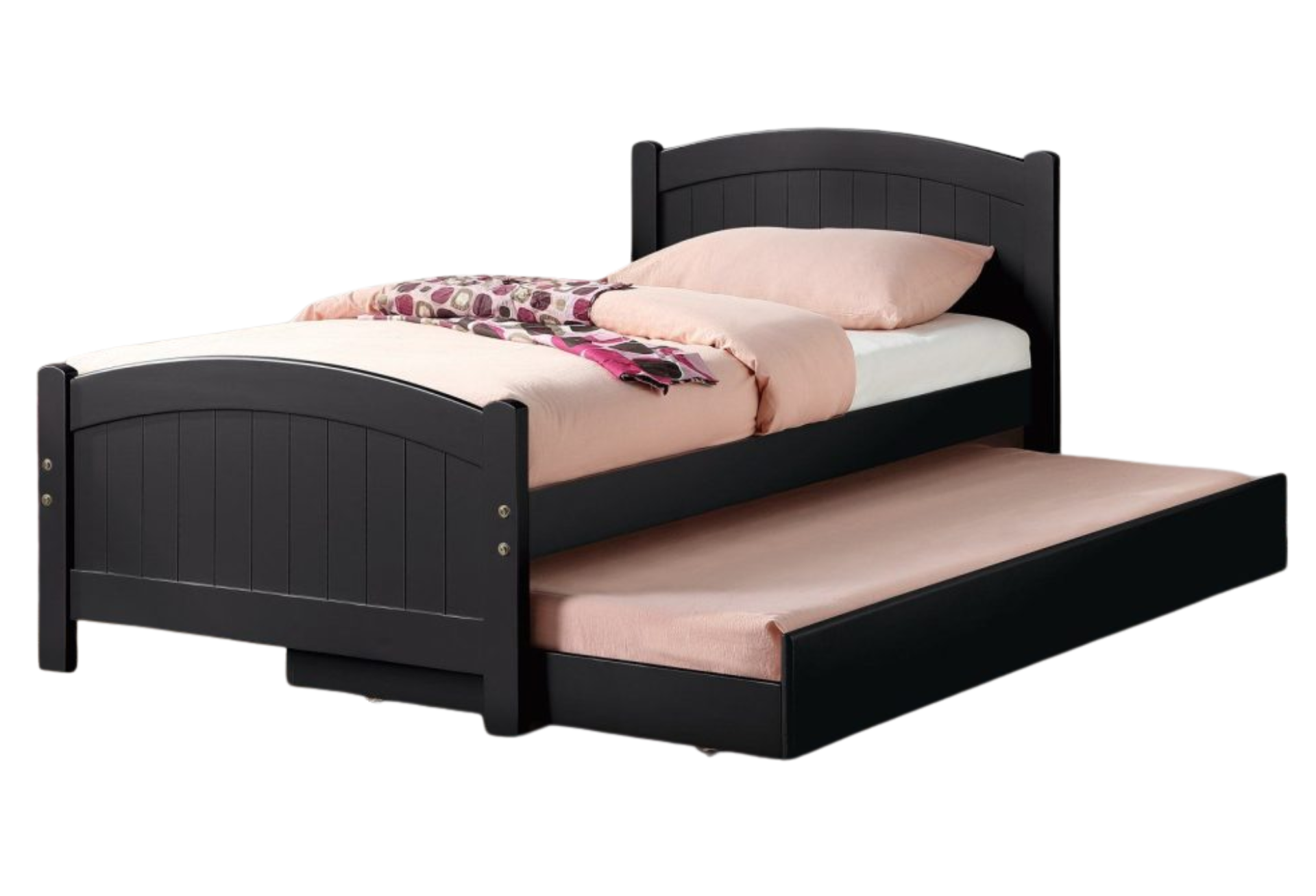BLACK TWIN BED W/TRUNDLE