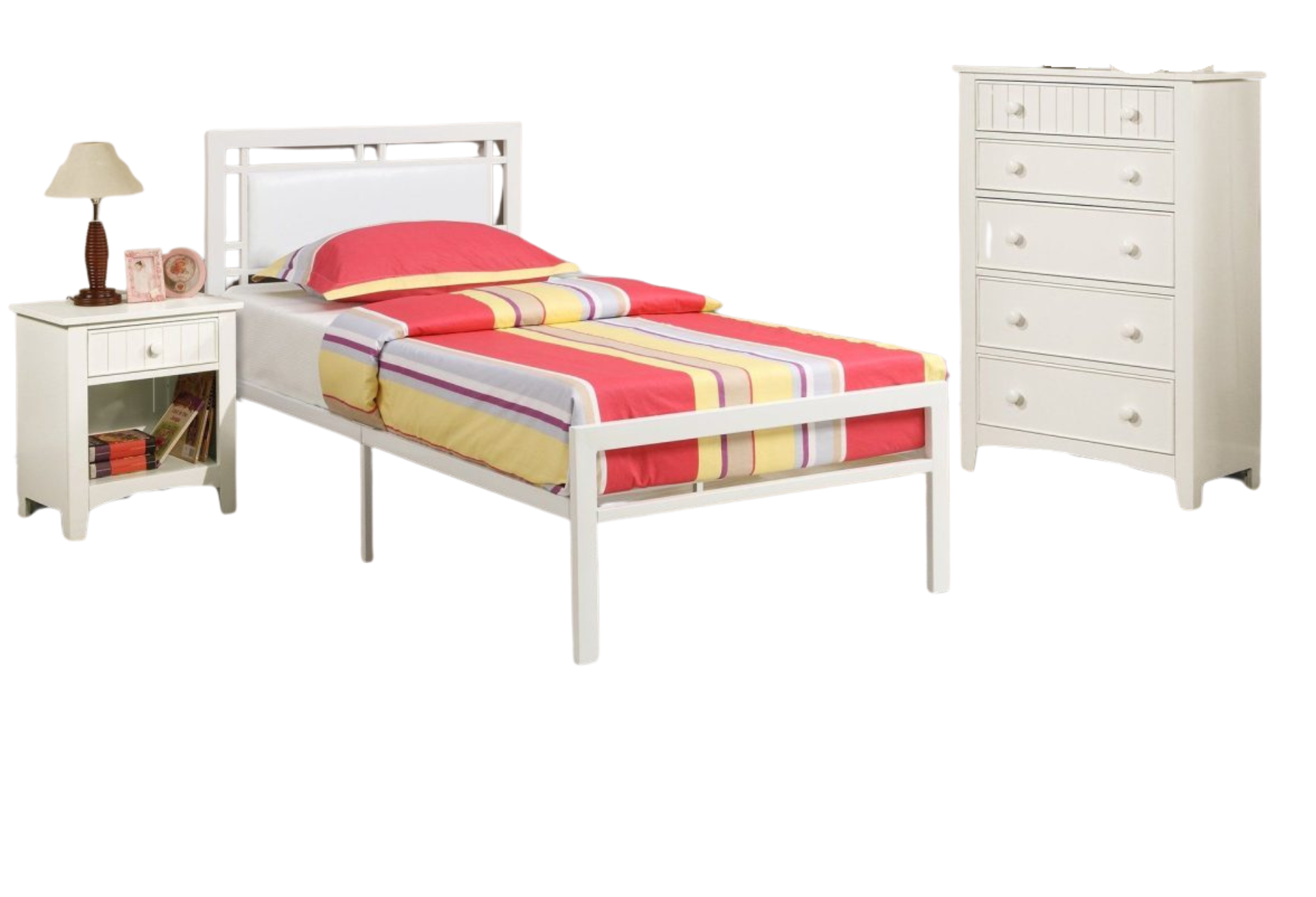 WHITE FULL METAL BED