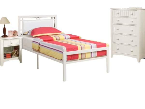 WHITE TWIN METAL BED