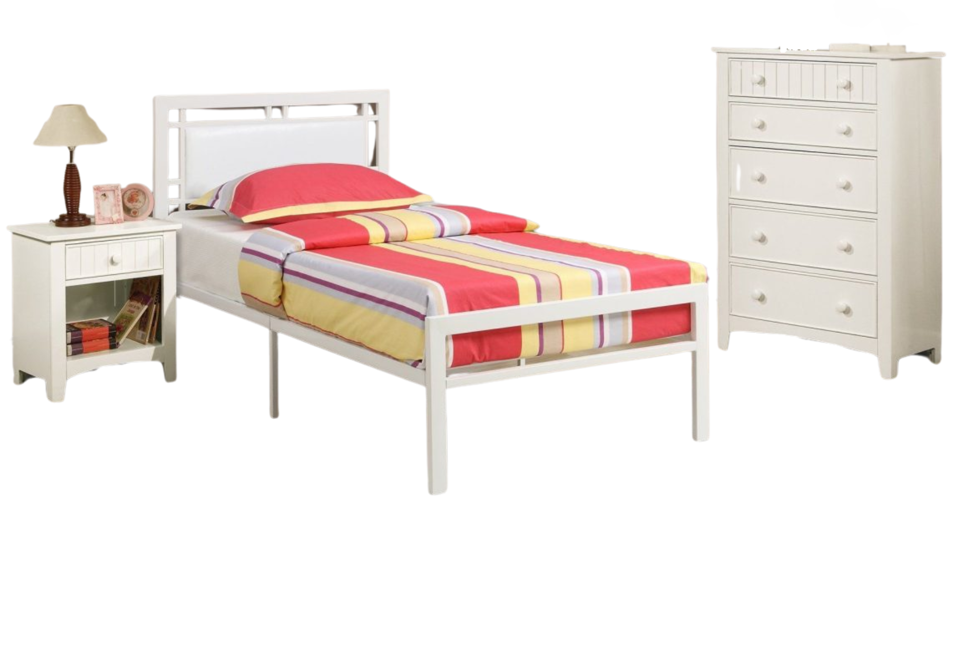 WHITE TWIN METAL BED