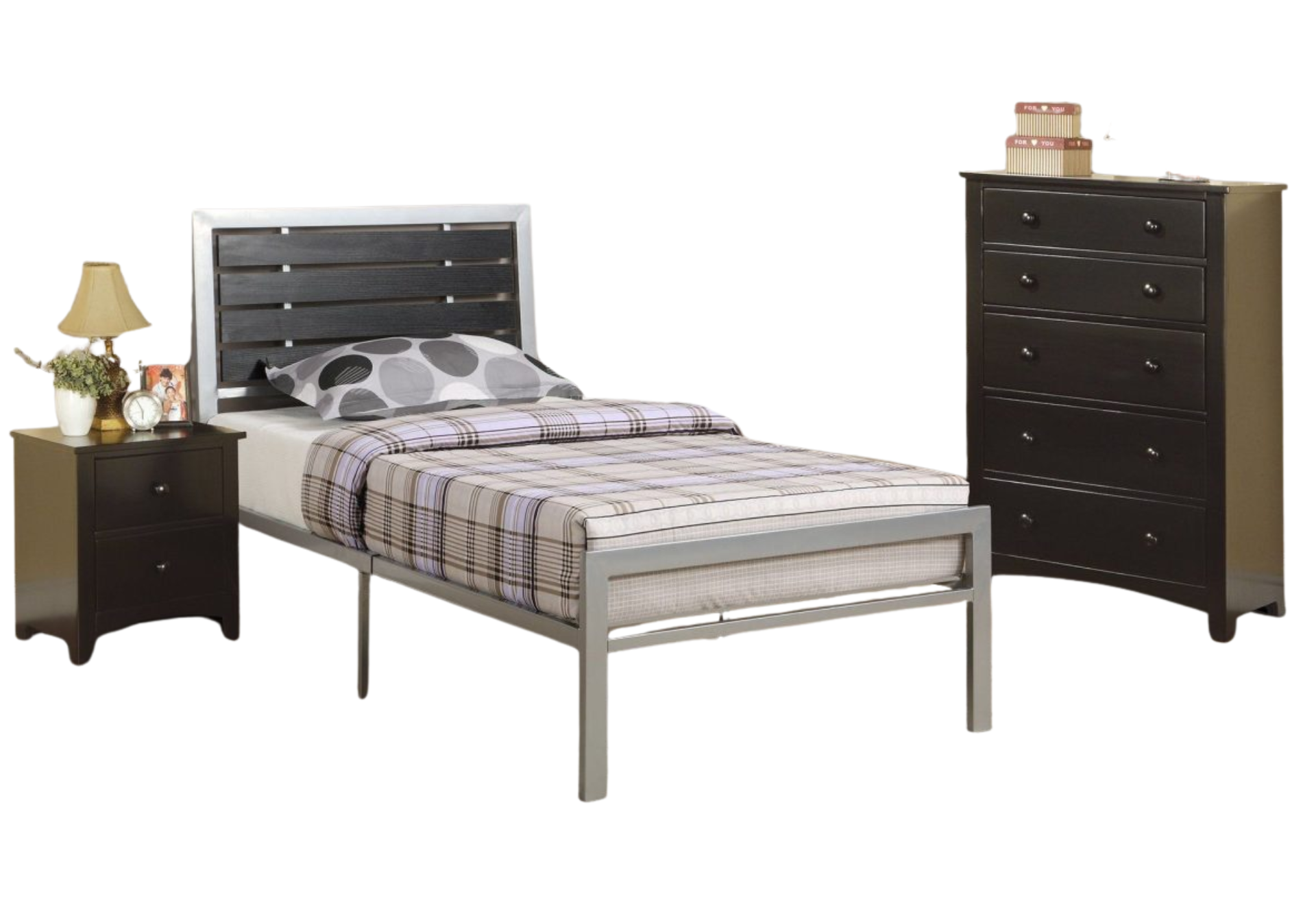 SILVER TWIN METAL BED