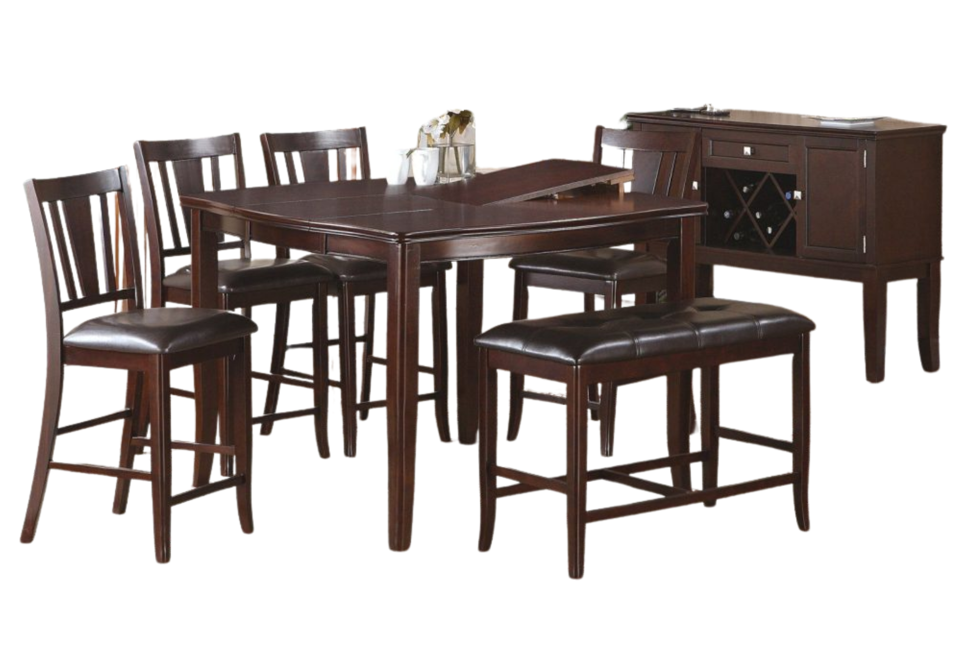 ESPRESSO COUNTER HIGH DINING TABLE W/ BUTTERFLY LEAF (ONLY TABLE)