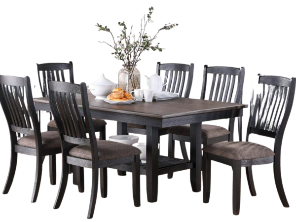 CHARCOAL DINING TABLE W/ STORAGE SHELF (ONLY TABLE)