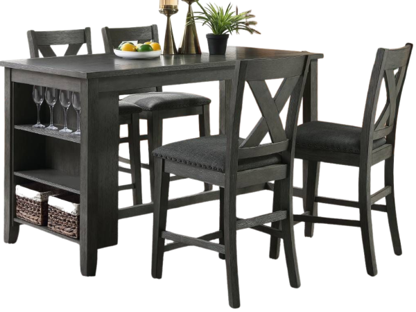 GREY COUNTER HIGH DINING TABLE W/ SIDE STORAGE (ONLY TABLE)