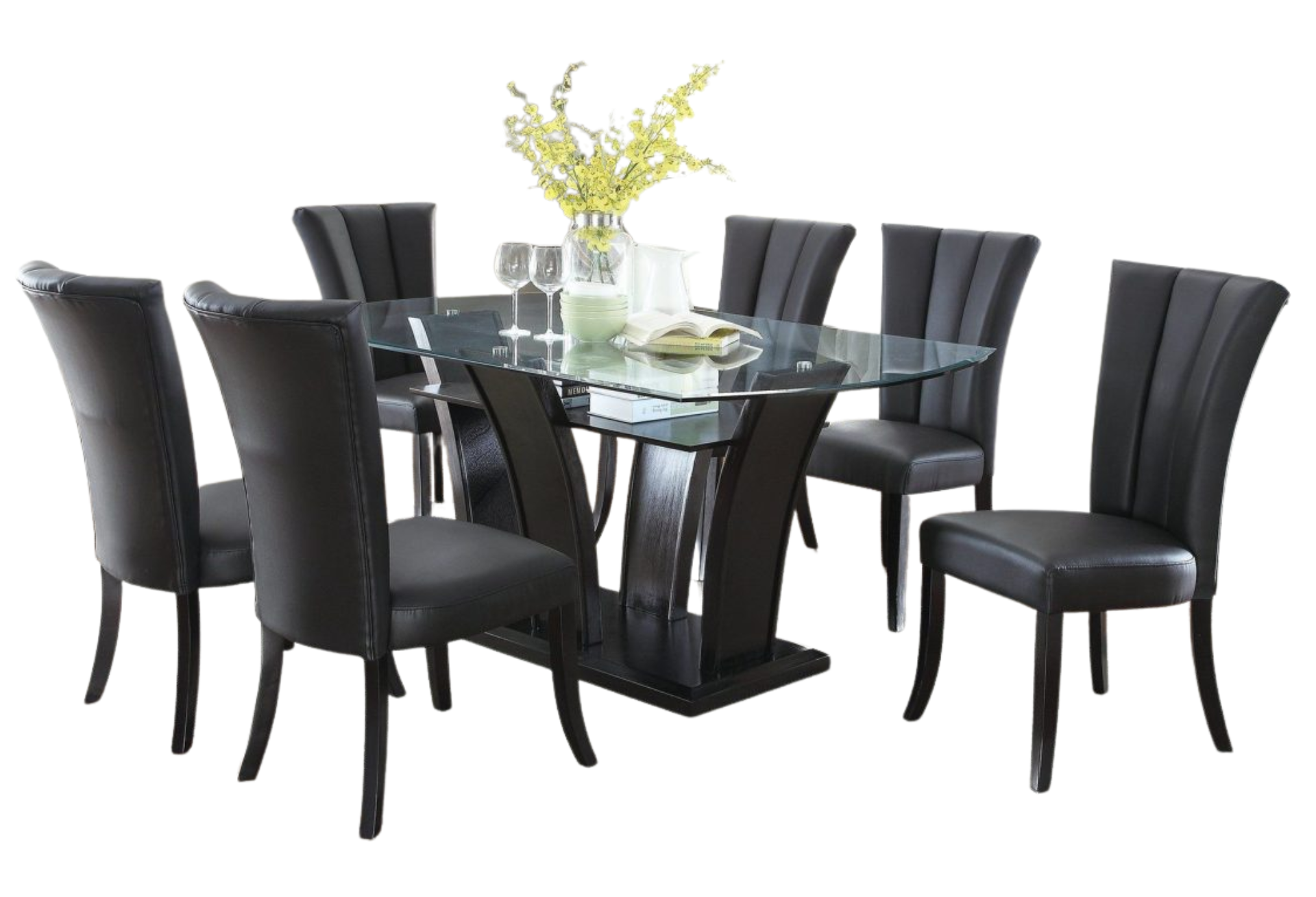 BLACK LEATHER DINING CHAIR (SOLD AS PAIR)