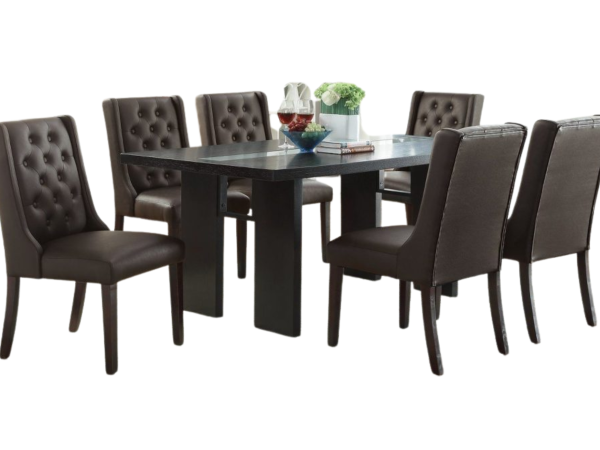 DINING TABLE ESPRESSO WTEMPERED GLASS INSERTED (ONLY TABLE)
